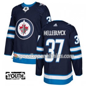 Winnipeg Jets Connor Hellebuyck 37 Adidas 2017-2018 Navy Blauw Authentic Shirt - Kinderen